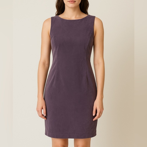 ⚪️ Coldwater Creek classic high neckline sleeveless dress  plum m - Picture 1 of 6